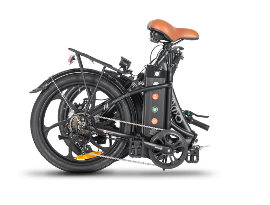 Emmo F7 S3 Folding Electric Bike Completely Folded in Black
